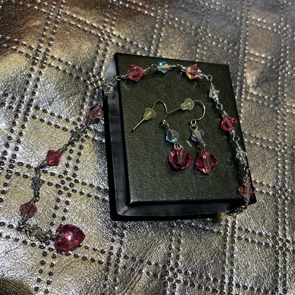 Pink Topaz Earrings & Bracelet